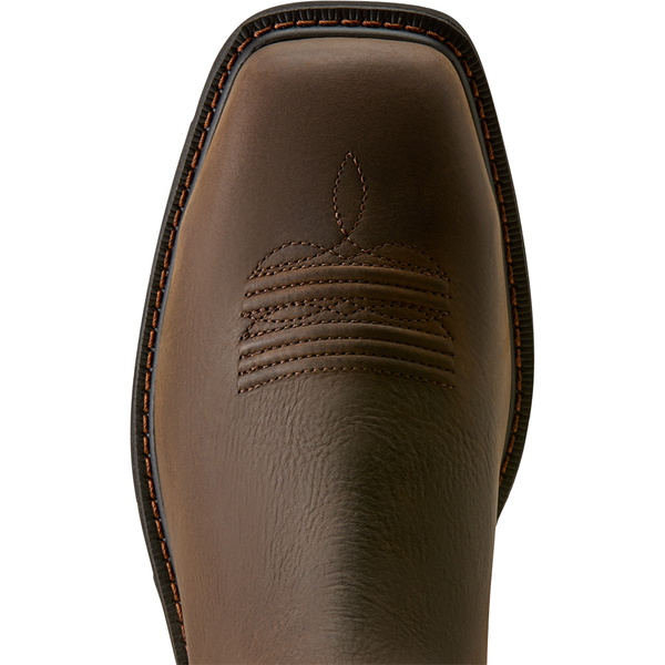 2026 Ariat Hombre Groundrancher Chelsea Ancho Cuadrado Dedo De Acero Dedo De Trabajo Bota 10080331 - Dark Brown
